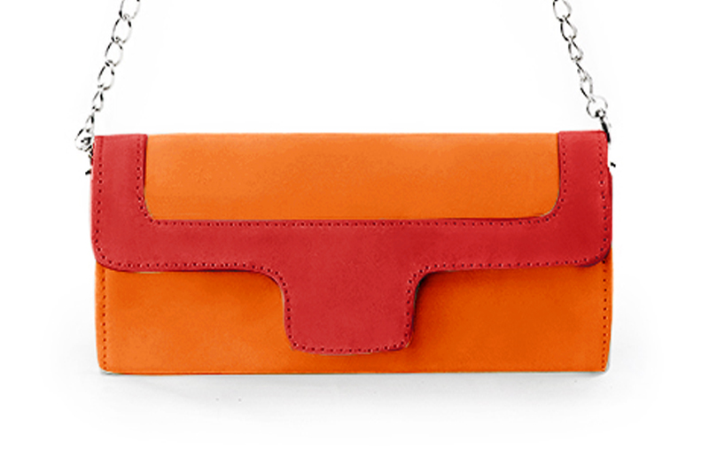 Scarlet red and clementine orange matching shoes and clutch. Wiew of clutch - Florence KOOIJMAN
